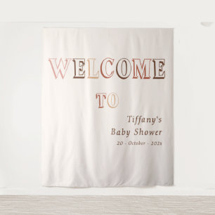 Minimalist Brown Modern Gender Neutral Welcome Tapestry