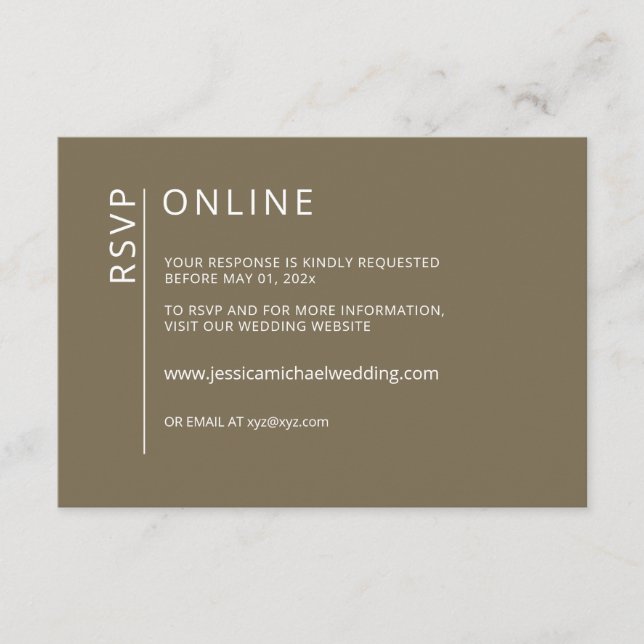 Minimalist Brown Online RSVP Card (Front)