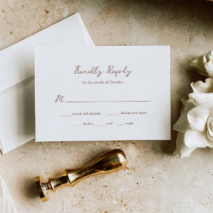 Minimalist Brown Rustic Wedding   Meal Choice RSVP Card