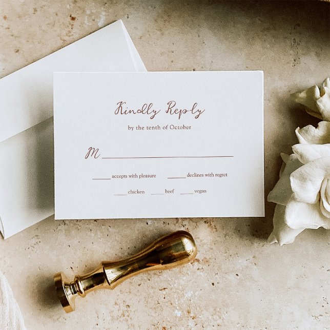 Minimalist Brown Rustic Wedding | Meal Choice RSVP Card (Creator Uploaded)