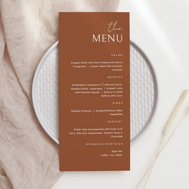 Minimalist Brown Terracotta The Menu Card (Creator Uploaded)