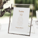 Minimalist Brown Wedding Table 10 Seating Chart  Invitation<br><div class="desc">This minimalist brown wedding table 10 seating chart card is perfect for a rustic wedding. The design features a beautiful font in a brown background to embellish your event.

The card prints recto verso (double-sided).</div>