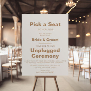 Minimalist Brown Wedding Unplugged Ceremony    Poster