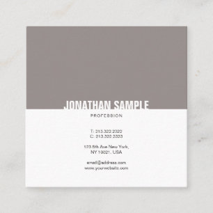 Minimalist Brown White Simple Elegant Plain Trendy Square Business Card