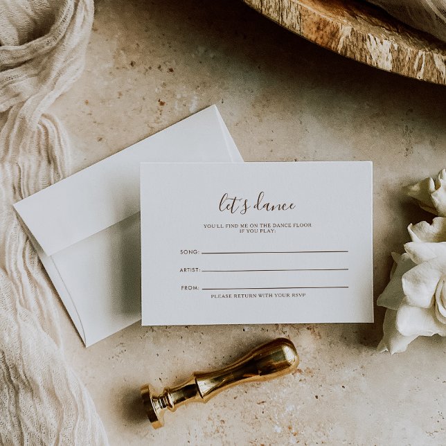 Minimalist Brown White Wedding Song Request Card (Creator Uploaded)