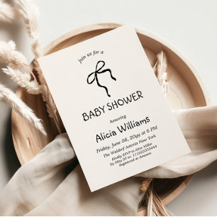 Minimalist Brunch Black Bow Baby Shower Invitation