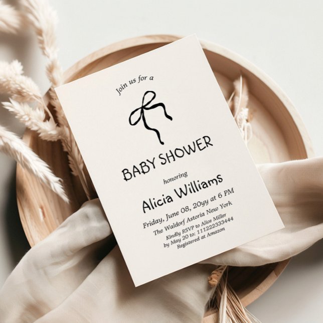 Minimalist Brunch Black Bow Baby Shower Invitation (Creator Uploaded)