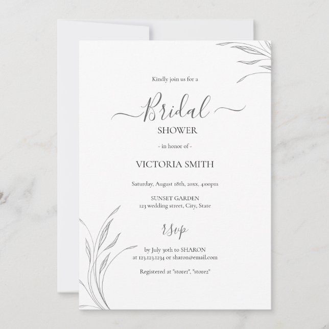 Minimalist Brunch with the Bride Bridal Shower Invitation (Front)