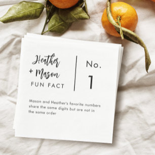 Minimalist Brush Couple Fun Facts Wedding Napkin