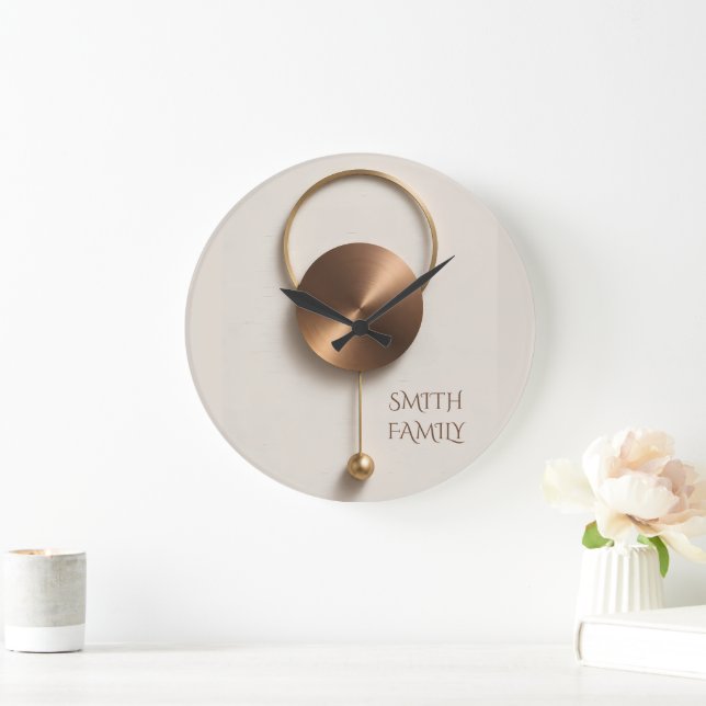 Minimalist Brushed Bronze Sculptural Acrylic Wall Large Clock (Home)