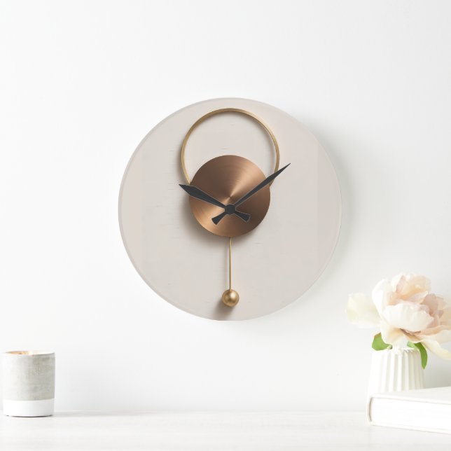 Minimalist Brushed Bronze Sculptural Acrylic Wall Large Clock (Home)