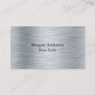 Minimalist Brushed Metal Silver Banding Business Card