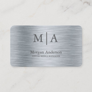 Minimalist Brushed Metal Silver Style Professional Business Card