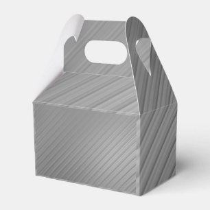 Minimalist Brushed Silver Metallic Diagonal Lines Favour Box