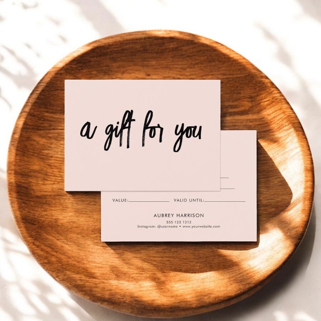 Minimalist BrushScript Blush Pink Gift Certificate (Creator Uploaded)