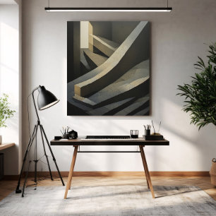 Minimalist Brutalist Concrete Stairs Abstract Poster