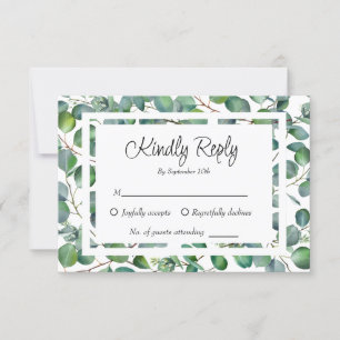 Minimalist Budget Friendly Farmhouse Greenery RSVP Card