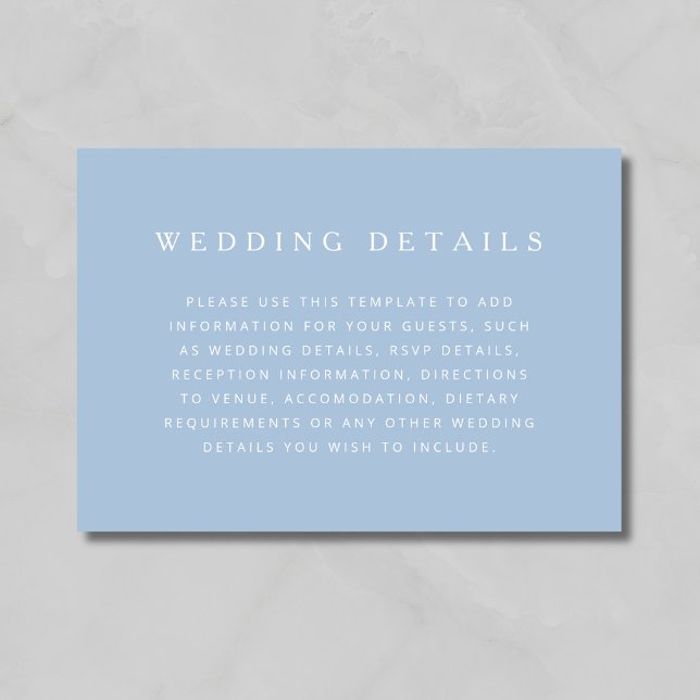 Minimalist Bue Wedding Details Enclosure Card (Minimalist Bue Wedding Details Enclosure Card)
