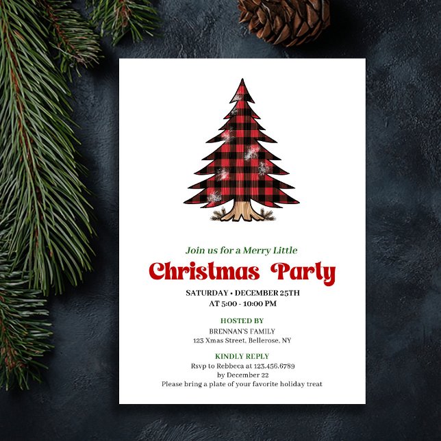 Minimalist Buffalo Check Christmas Party Invite (Minimalist Buffalo Check Christmas Party Invite)