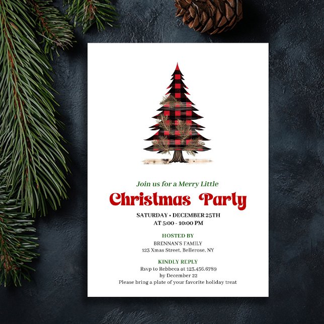 Minimalist Buffalo Christmas Tree Editable Invites (Minimalist Buffalo Christmas Tree Editable Invite)