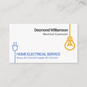 Minimalist Bulb Power Plug Electrical Contractor Business Card