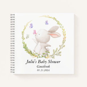 Minimalist Bunny and Butterflies Baby Shower Notebook