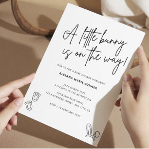 Minimalist Bunny Baby Shower Invitation Rabbit