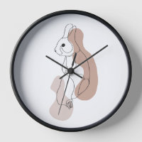 Minimalist Bunny Line Art Clock