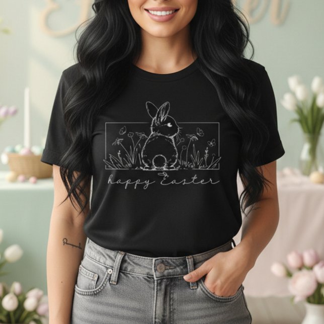 Minimalist Bunny Line Art Happy Easter Spring T-Shirt (Minimalist Bunny Line Art Happy Easter Spring T-Shirt)