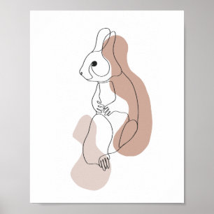 Minimalist Bunny Line Art Illustration Poster