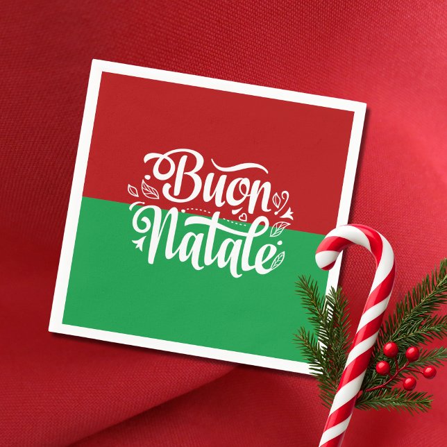 Minimalist Buon Natale Italian Merry Christmas  Napkin (Creator Uploaded)
