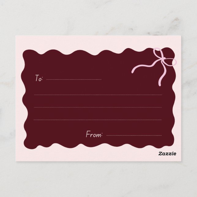 Minimalist Burgundy Bow Postcard | Elegant Blank  (Back)