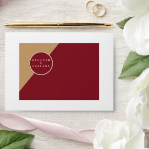 Minimalist Burgundy & Camel Geometric Envelope