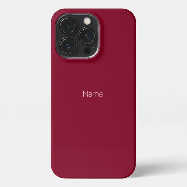 Minimalist burgundy custom name text monogram iPhone case (Back)