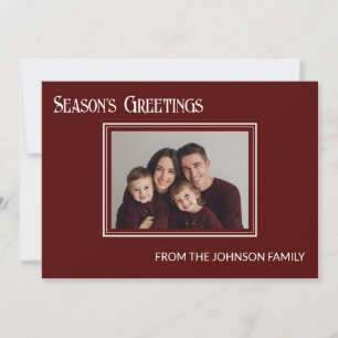 Minimalist Burgundy Family Photo Holiday Card