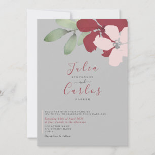 Minimalist Burgundy Floral Wedding Invite