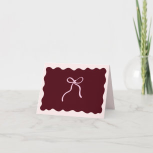 Minimalist Burgundy Folded Thank You Card