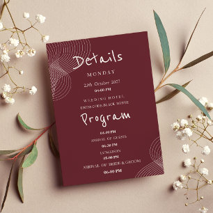 Minimalist burgundy geometrical Details Program Invitation