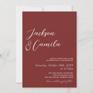 Minimalist Burgundy Photo Wedding Invitation