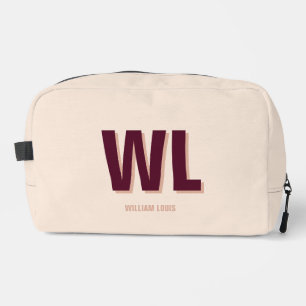 Minimalist Burgundy Pink Personalised Monogram  Dopp Kit