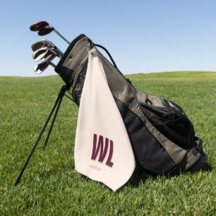 Minimalist Burgundy Pink Personalized Monogram  Golf Towel