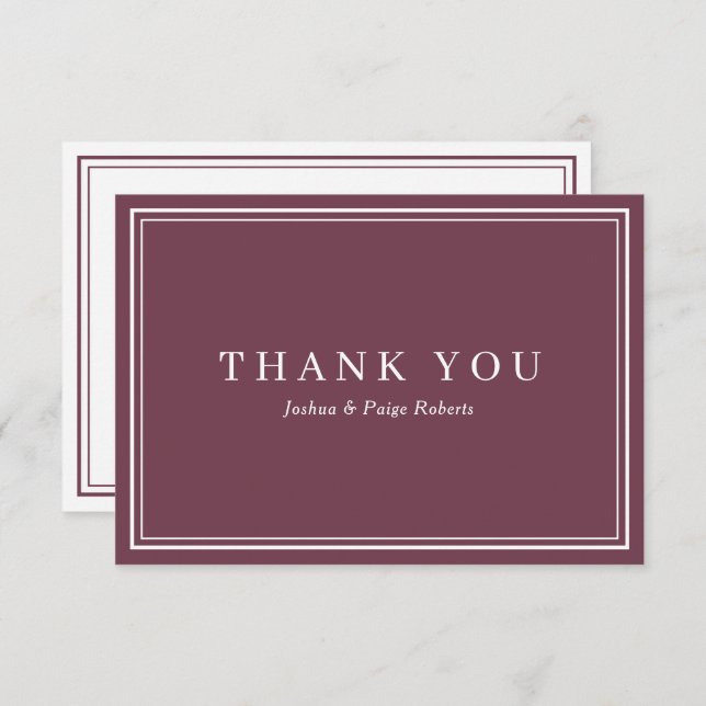 Minimalist Burgundy Red Elegant Custom Thank You (Front/Back)