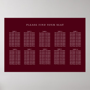 Minimalist Burgundy Red Wedding Seating Chart