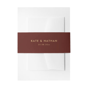 Minimalist Burgundy Wedding Invitation Belly Band