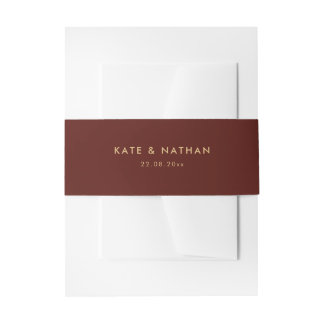 Minimalist Burgundy Wedding Invitation Belly Band