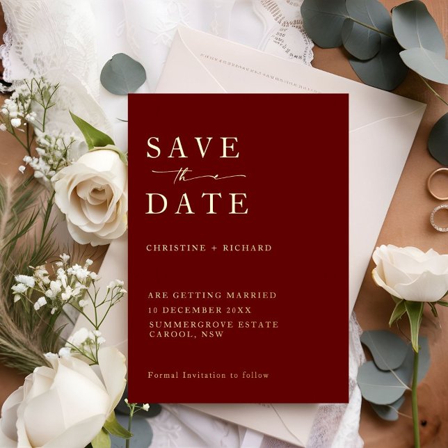 Minimalist Burgundy Wedding Save the Date (Creator Uploaded)