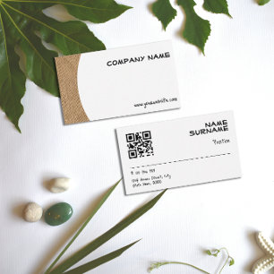 Minimalist burlap photography QR Business Card