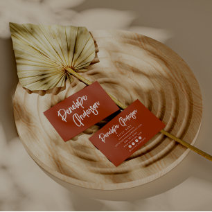 Minimalist Burnt Orange Boho Modern Terracotta  Business Card