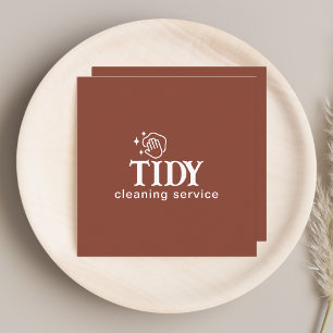 Minimalist Burnt Orange Cleaning Service Custom  Square Business Card