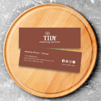 Minimalist Burnt Orange Cleaning Service Mini Business Card